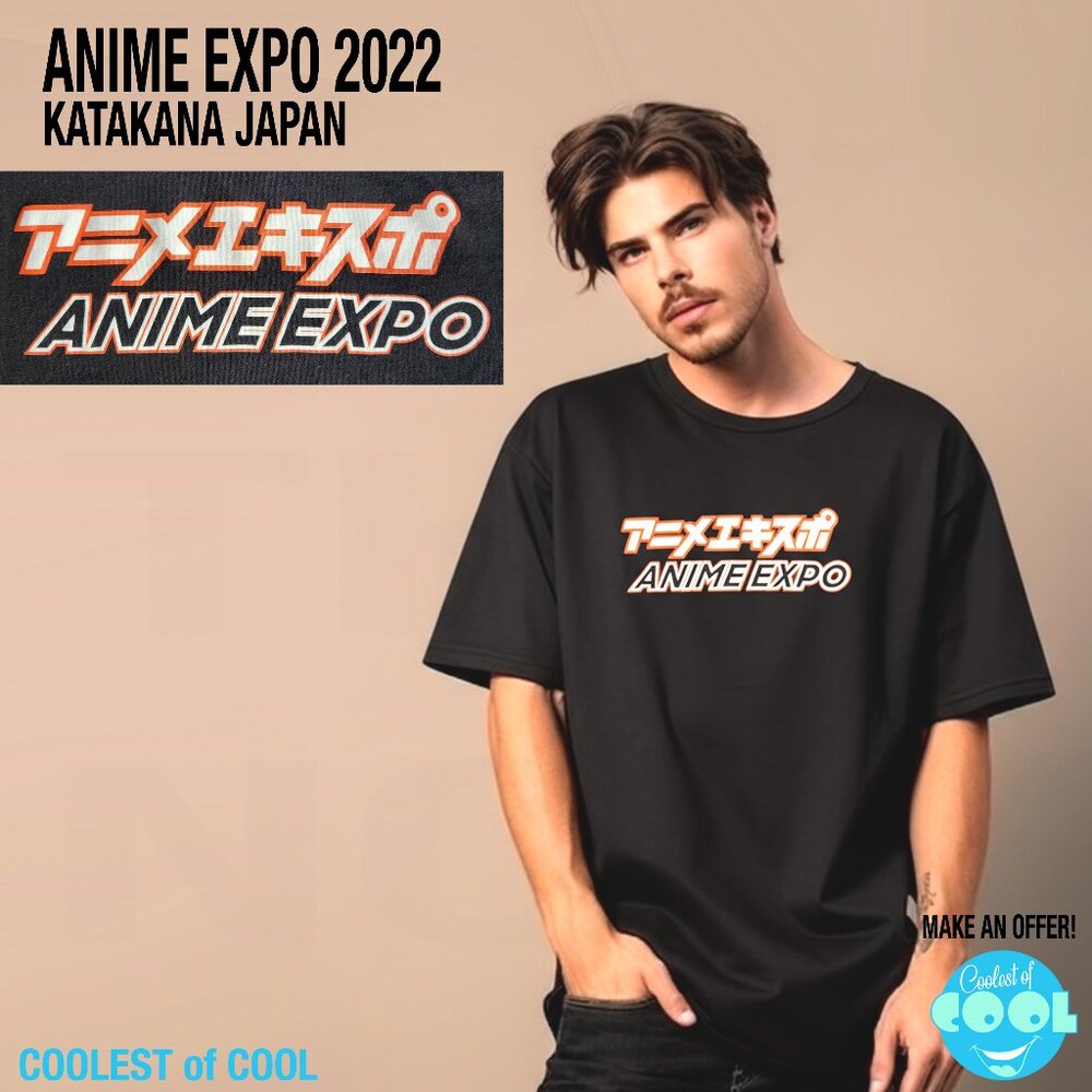 Anime Expo 2022 Official Merch Katakana Japan art Men's Size Large T Shirt Black
